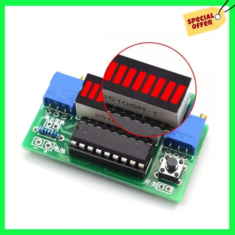 LBER LM3914 10 Segment 3.7V Lithium 12V Battery Capacity Indicator Module Power Level Tester LED Display DIY Kits