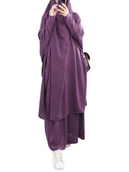 Eid Moslim Vrouwen Lange Khimar + rok 2-delige set Gebedskledingstuk Abaya Ramadan Jurk Dubai Arabische Islamitische Niqab Burka Jubah Jilbab