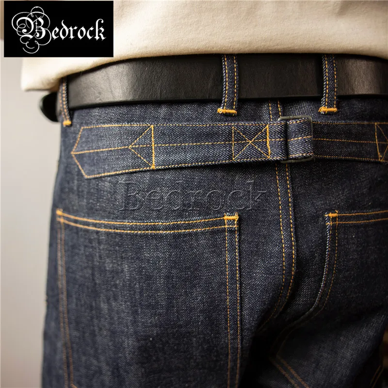 Vintage Railroad Worker Pants Mens Workwear Jeans Cattle Raw Denim High Waist Loose Straight Classic Bukleback selvedge jeans