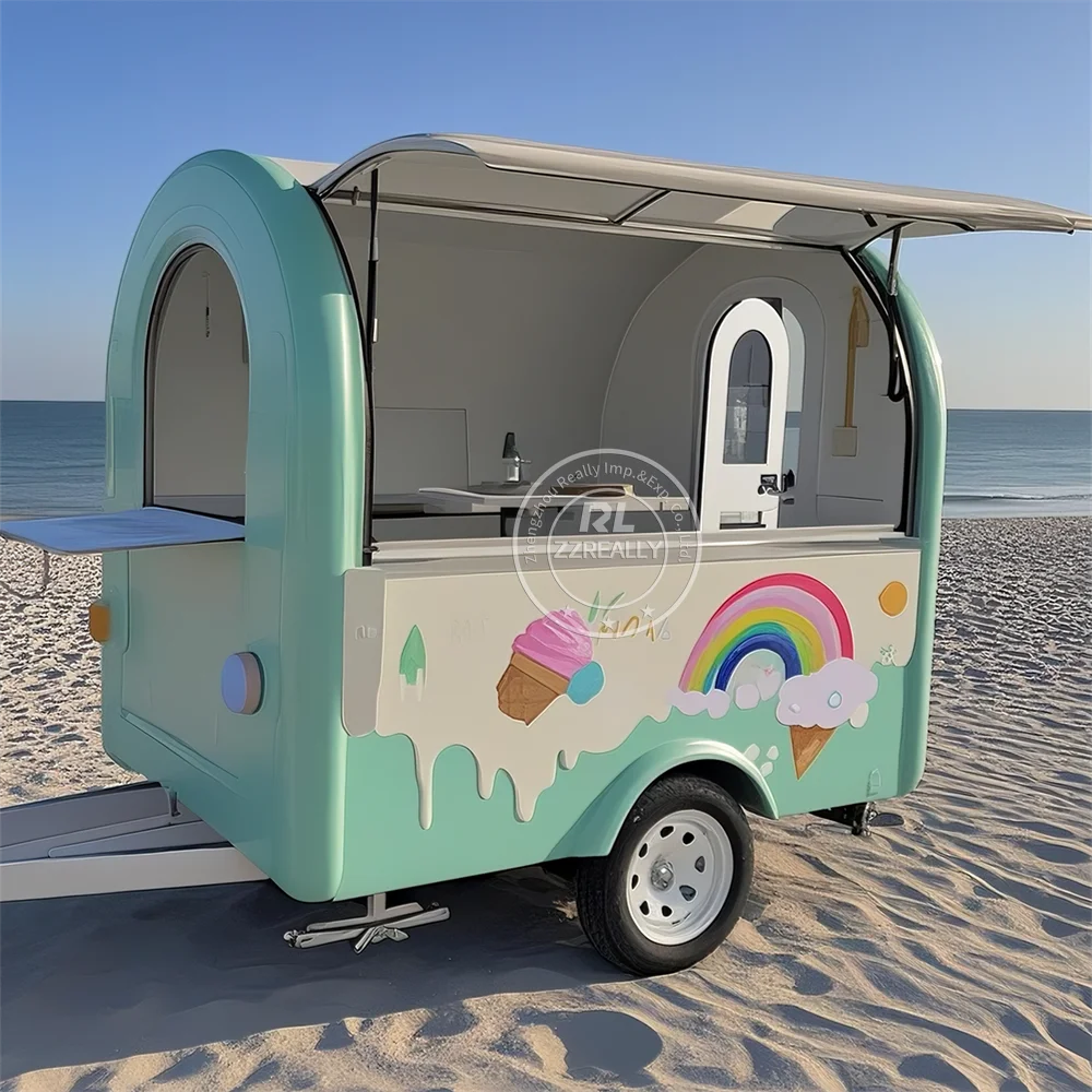

Fast Food Trailer Snack Pizza Cart Mobile Restaurant Custom Fully Kitchen Equipments Ice Cream Hot Dog Kiosk Food Truck Van
