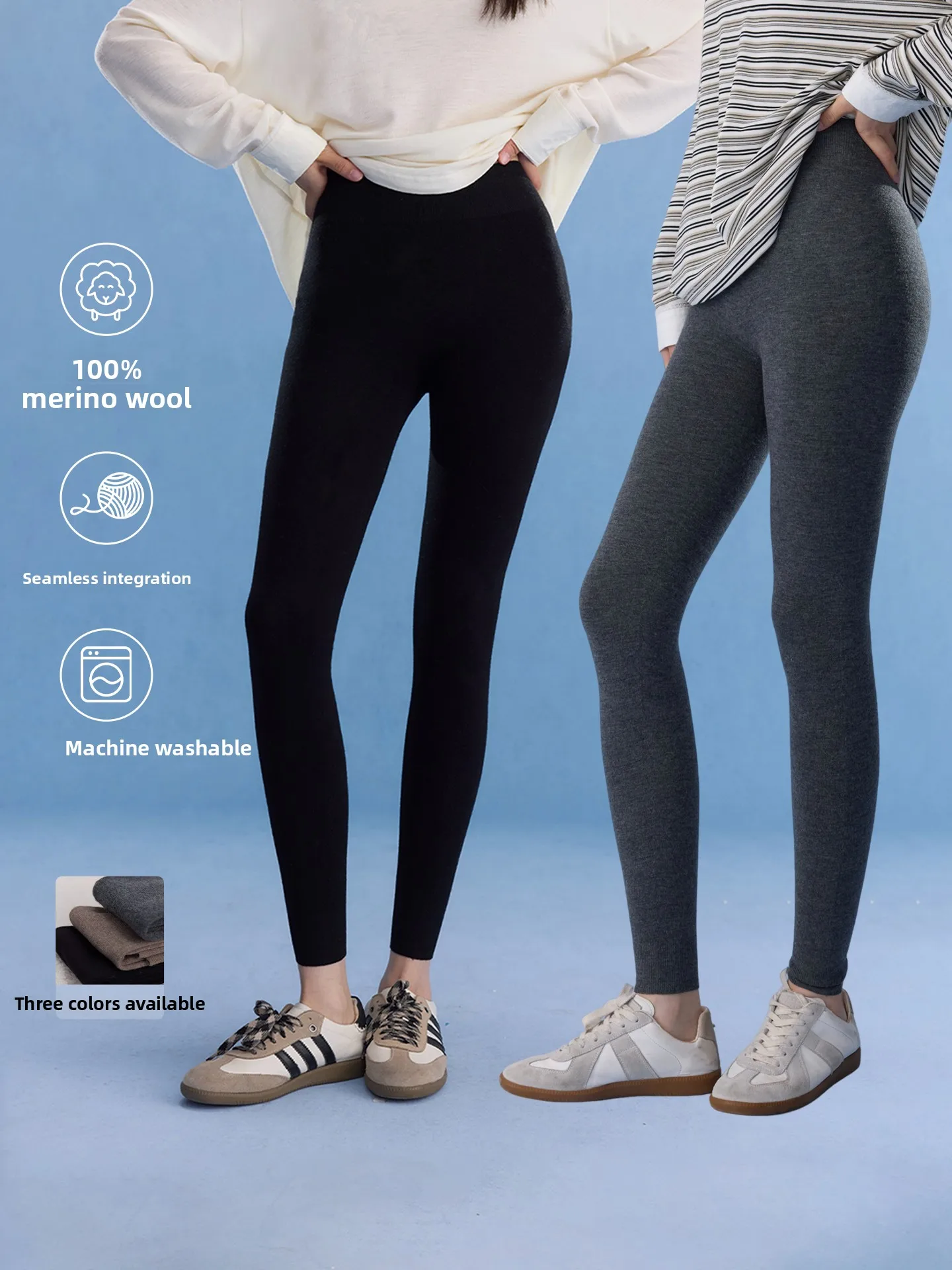 

ChillCozy High Waist Sl hine Waable 00 Wool Warmth Leggings Comfortable Soft Thiened Winter Casual Trousers