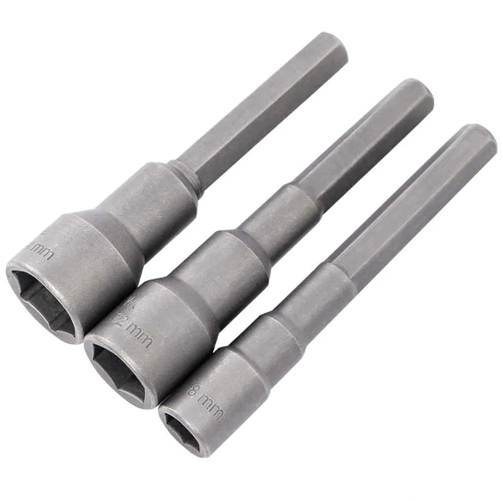 Impact Socket Nut Screwdriver 1/4 Hex Socket Sleeve Set Nut Driver Drill Bit Adapters 6 7 8 9 10 11 12 13 14 15 16 17 18 19mm