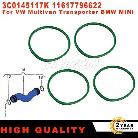 3C0145117K 11617796622 VW Multivan Transporter BMW MINI 용 새로운 인터쿨러 터보 차저 파이프 씰링 호스 고무 녹색 O-RING