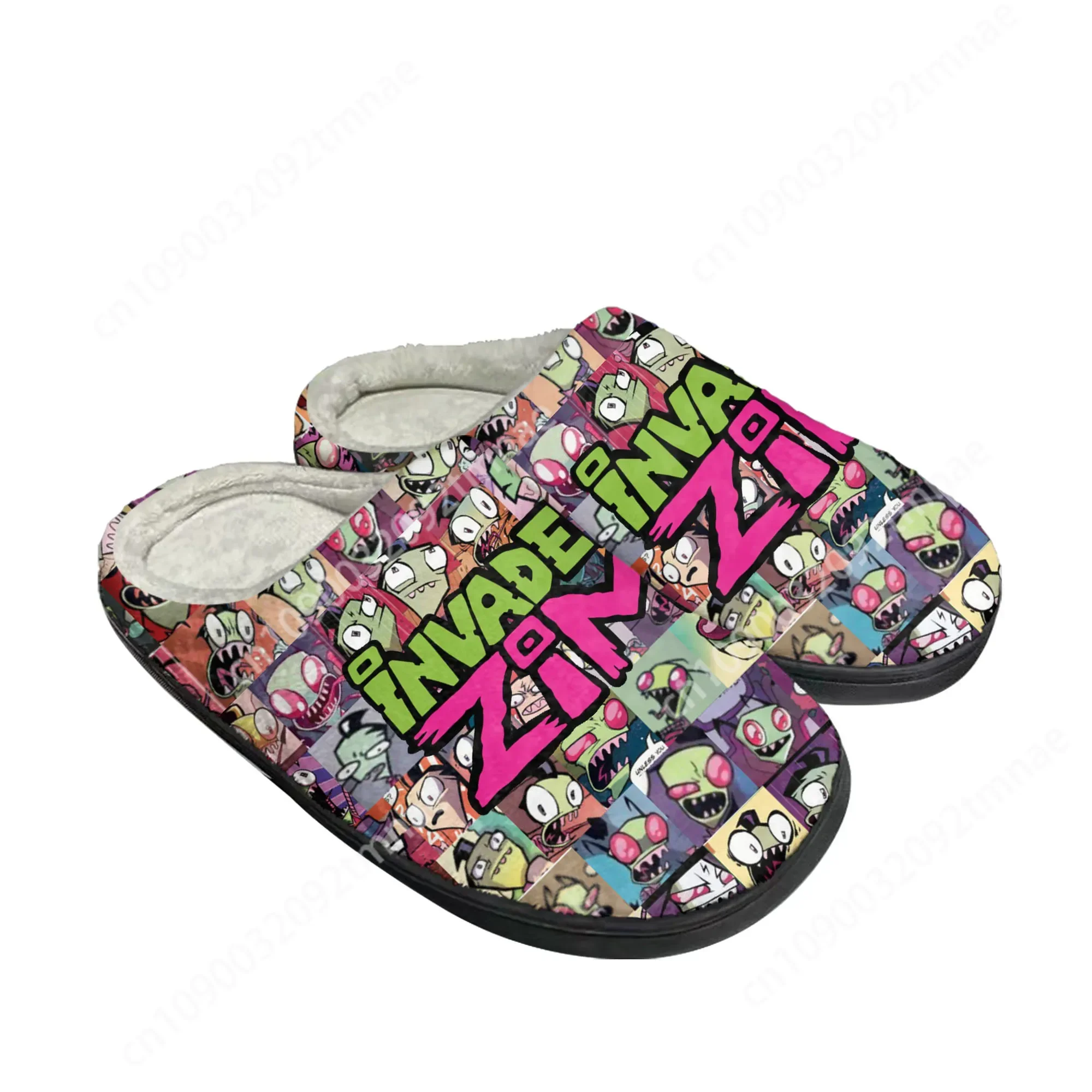 

Animation Invader Home Cotton Slippers Cartoon Zim Mens Womens Teenager Plush Bedroom Casual Keep Warm Shoes Custom Made Slipper