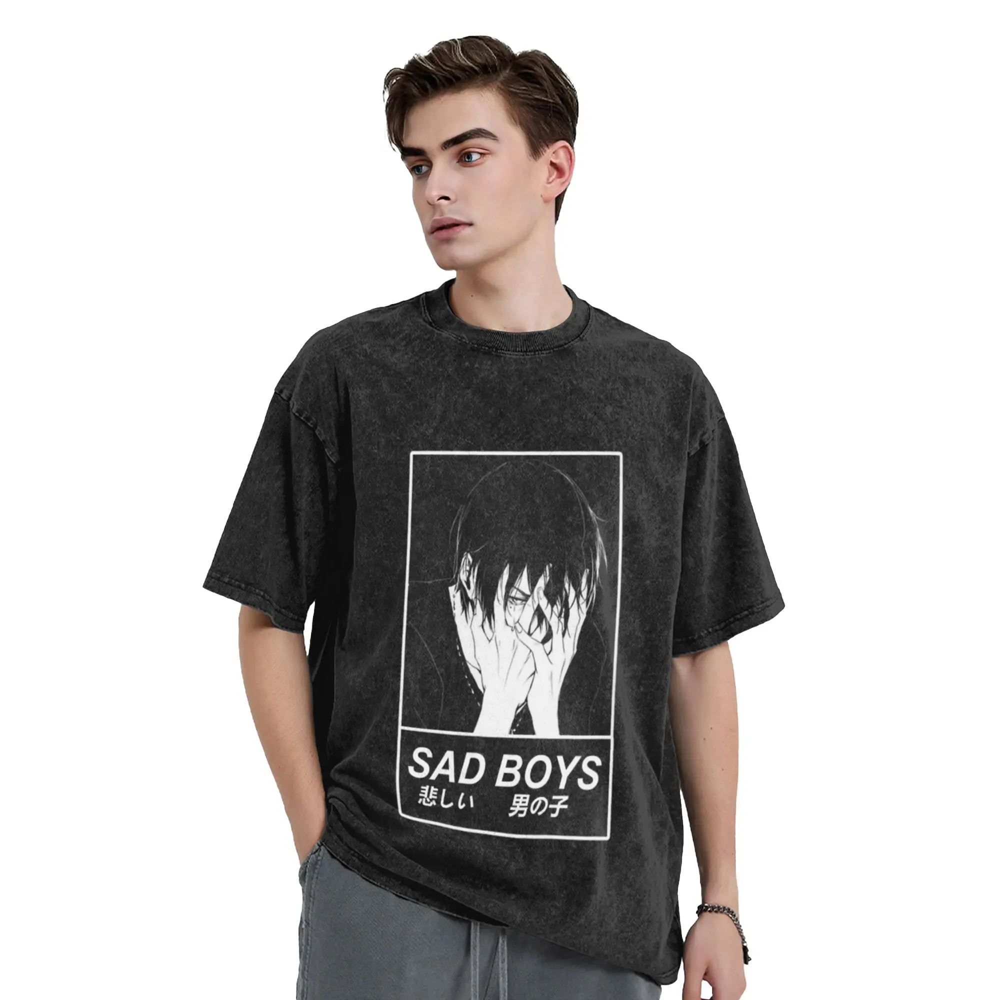 SAD BOYS - SAD JAPANESE ANIME AESTHETIC Unique Comfort A T-Shirt Oversized Short Sleeve Men's Women's Cotton Tees Tops