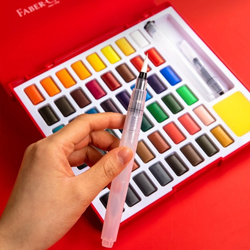 

Набор акварельных красок Faber Castell, 24/36/48 цветов, портативный футляр с кистями-ручками и губкой для начинающих и профессиональных художников