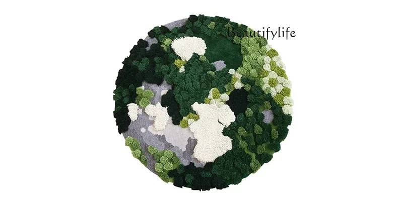 Z Round Wool Moss Light Luxury Carpet Forest Living Room Coffee Table Bedside Blanket Can Be Customized By Hand