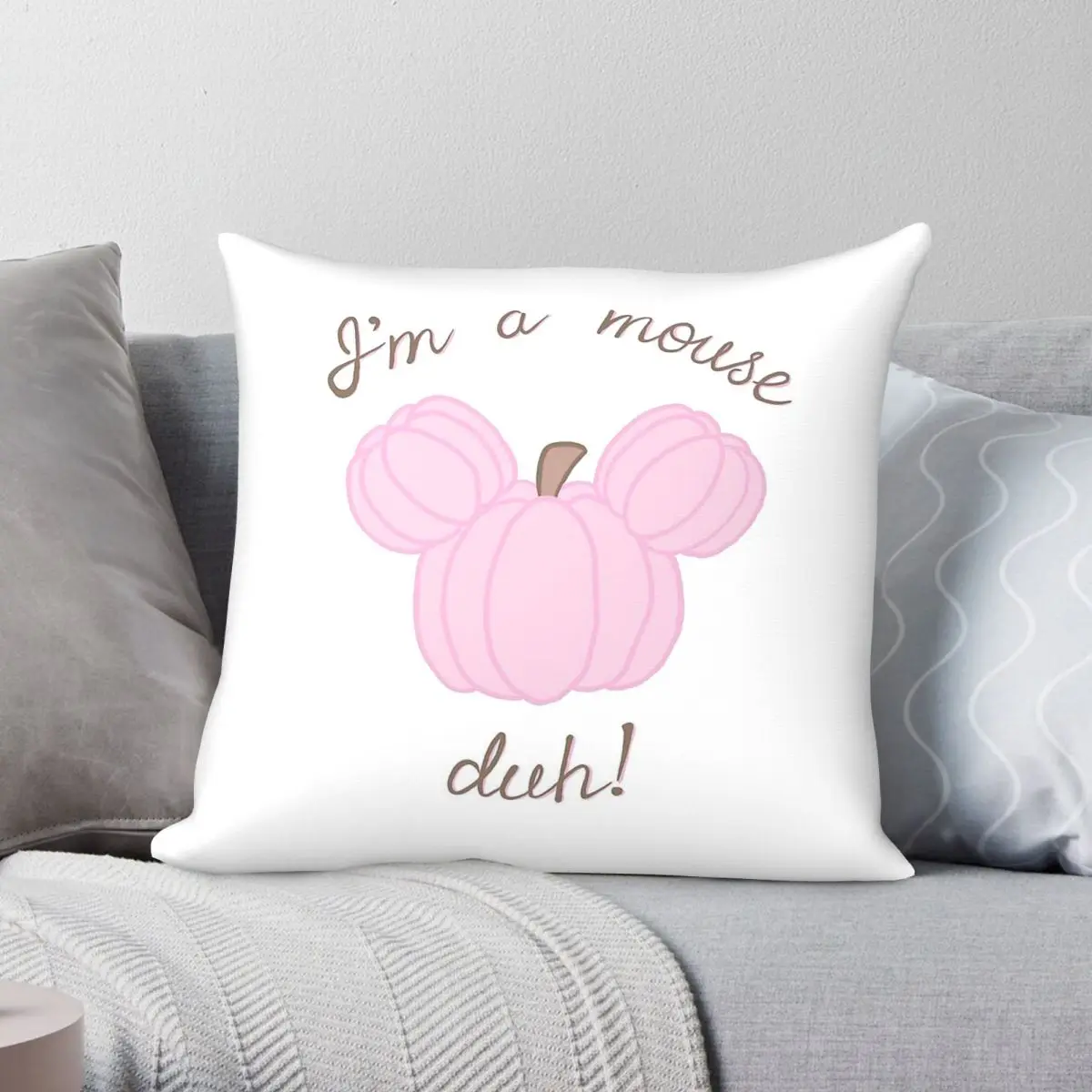 Pink Mouse Pumpkin Square Pillowcase Polyester Linen Velvet Pattern Zip Decorative Pillow Case Home Cushion Case 45x45