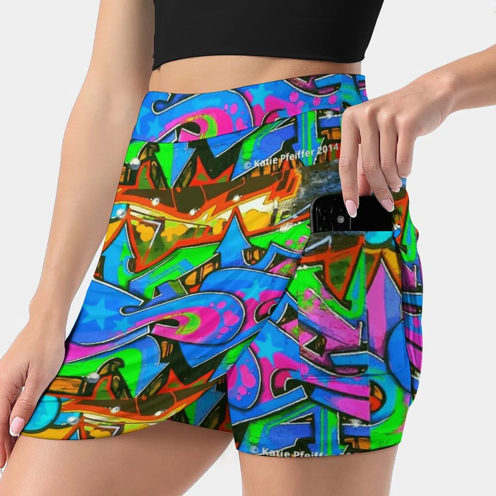 

Graffiti Wall #2 West Philly Abstract Trending Fashion Skirt Summer Printed Women Sport Skirts Double-Layer Athletic Graffiti