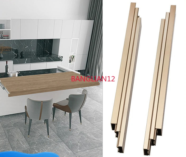 

Open kitchen mid-island slide rail dining table telescopic pull rail translation desktop extension rail