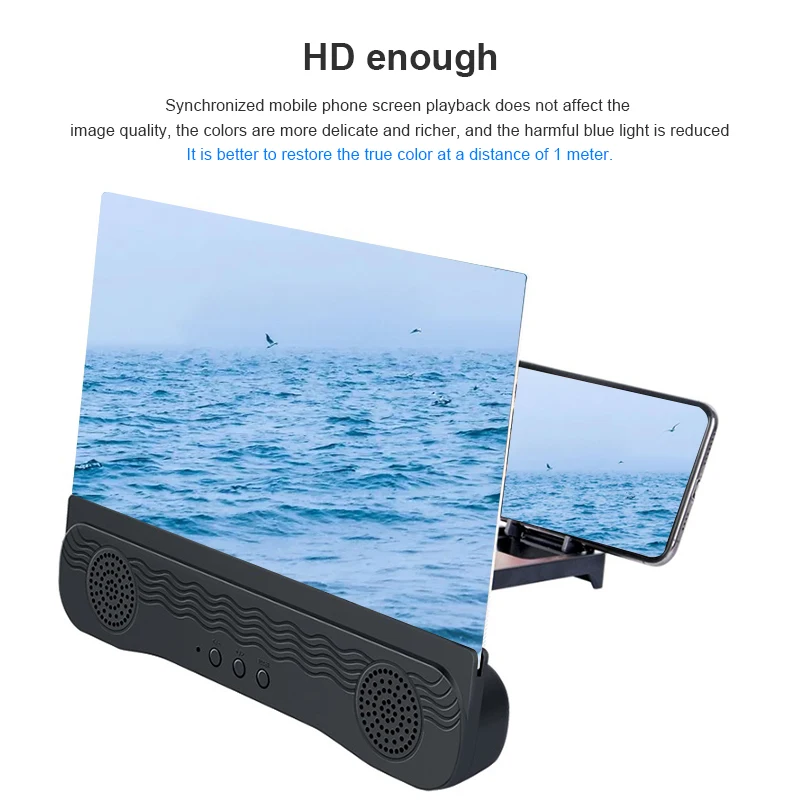 2021 New 4 In 1 K9 Anti-Ultraviolet Bluetooth Speaker 14 Inch HD Mobile Phone Screen Amplifier Holder emergency power supply