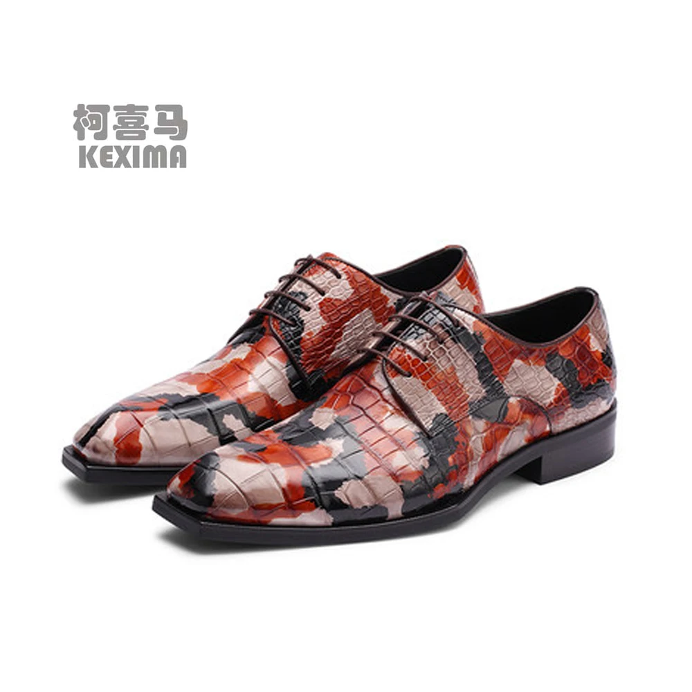 

CWV Brush color import crocodile Leather shoes male manual business men Oxford shoes British men Wedding shoes camouflage