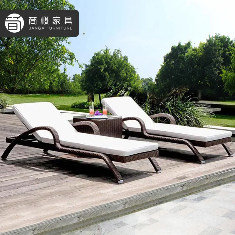 Outdoor Furniture Seaside Beach Resort Pool Loungers Outdoor Beach Chairs Hotel Clubhouse Villa Rattan Chairs