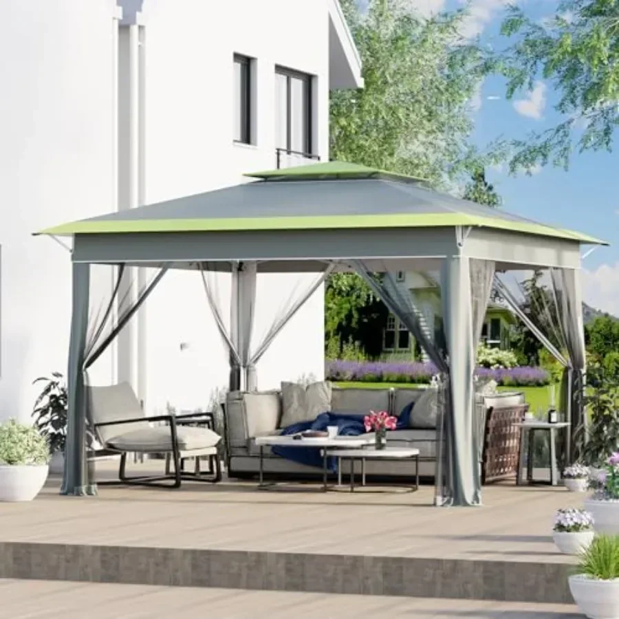 11 Feet Pop Up  Tent with Mosquito Nettings  Shelte gazebos on Clearance w/Carrying Roller Bag Waterproof and UV Resistant  Ten