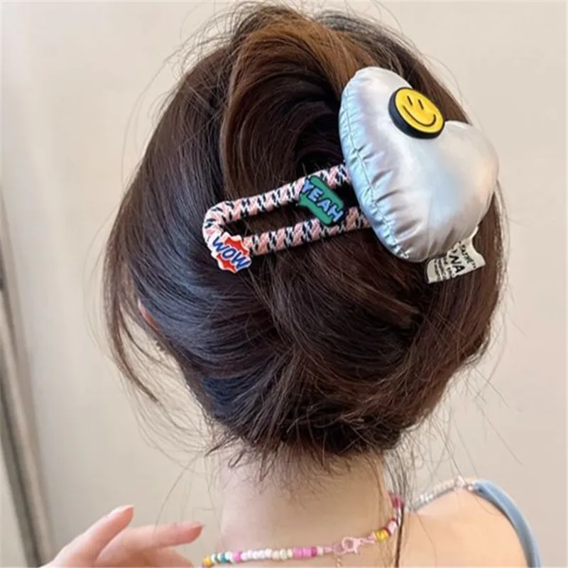 Fashion Women Hair Accessories Big Size 11cm Hairpin Smiling Face Hair Clips Cute Flower Headwear Large Duckbill Girls Headdress