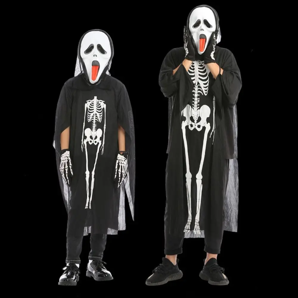 

Bones Children's Skeleton Clothes Head Cover Gloves Skull Costumes Performance Party Supplies Halloween Cosplay Costumes Decor
