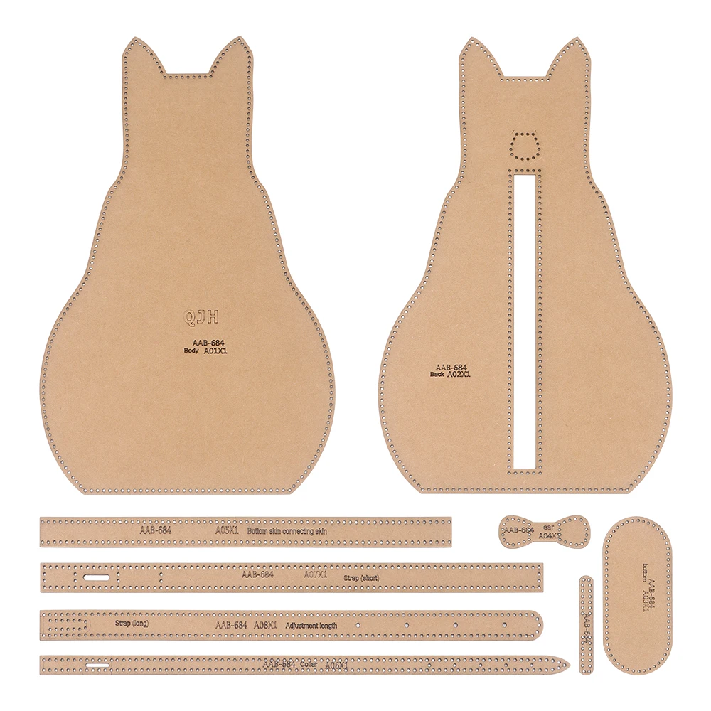 1set DIY Cat Shaped Leather Bag Crafting Kit, Handmade Kraft Pattern Template, Creative Crossbody Bag Design Paper Material Mold