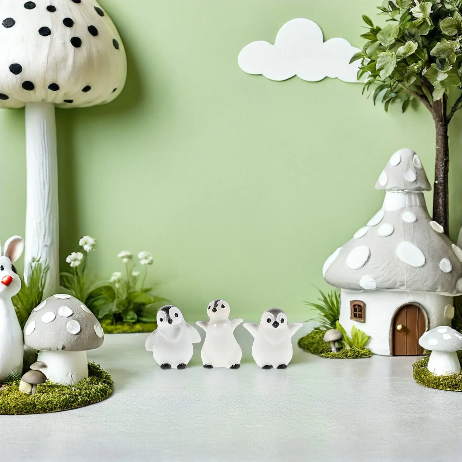 9Pcs Miniature Penguin Ornaments Brighten Home Snow Scene Winter Decor Desk Shelf Tabletop Micro Landscape Cute Penguins
