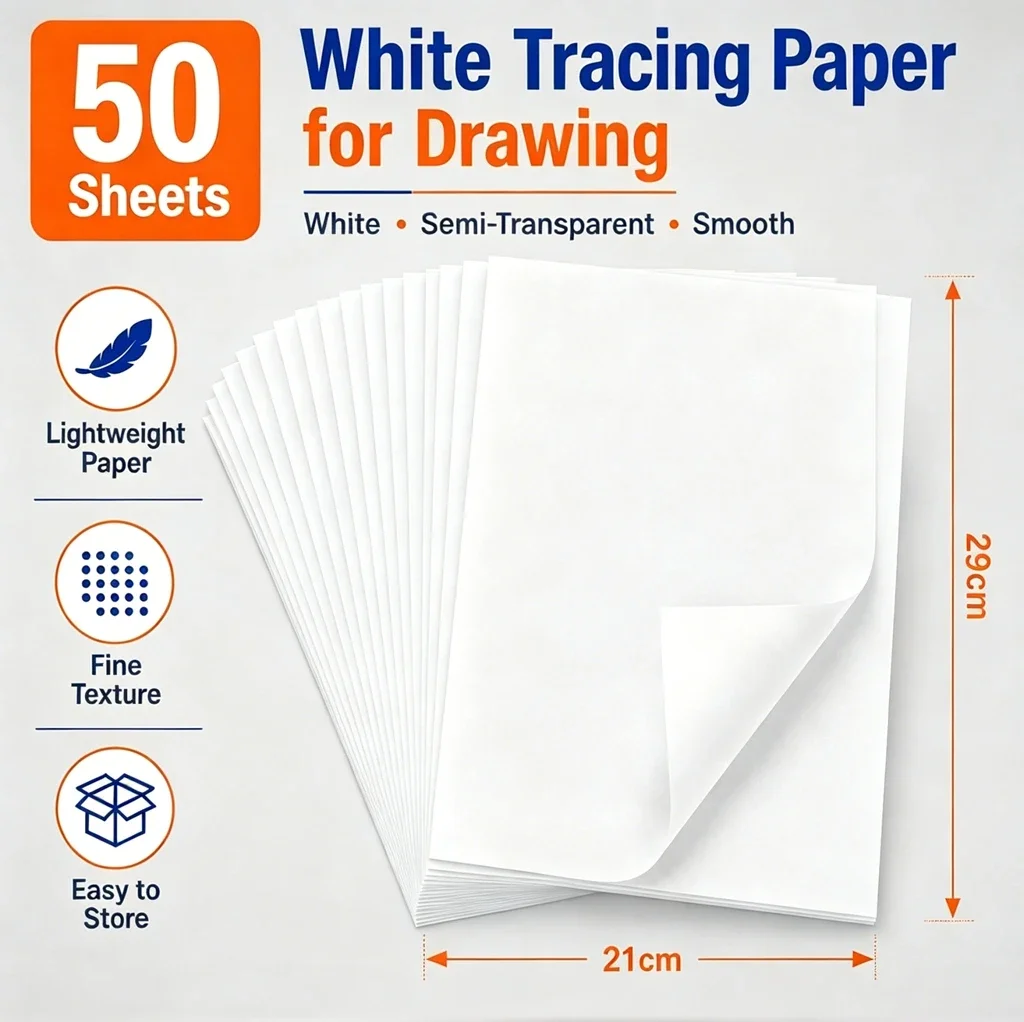 100/30 peças Papel de Transferência de Grafite A4, Folhas Brancas para Desenho, Pintura, Cópia, Esboço, Padrões, Tela e Tecido