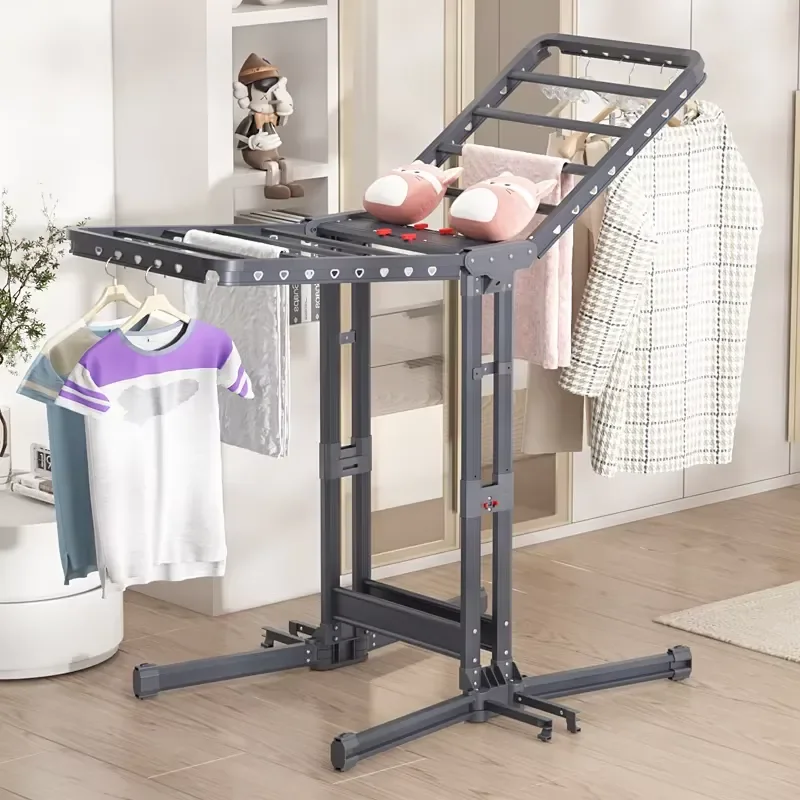 Aluminum Foldable Clothes Drying Rack Double Wing Height Adjustable Portable Laundry Hanger Space Saving Indoor Outdoor Use