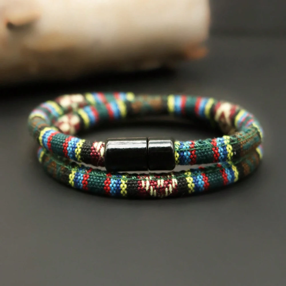 

2024 Summer Beach Bohemia Rope Bracelet For Women Pulseras Hilo Magnetic Ethnic Boho Fabric Bracelet Men Women Pulseras Hombre