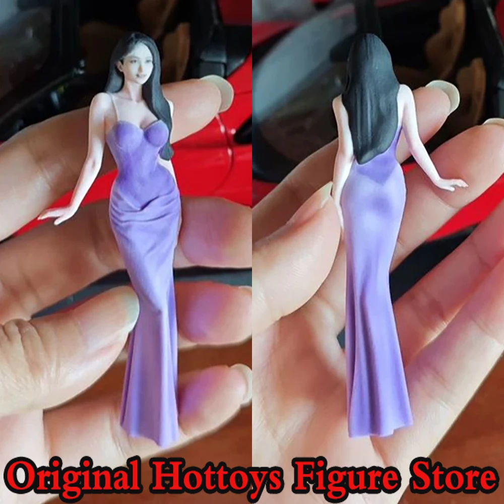 

In Stock 1/18 Scale Female Soldier Purple Dress Beauty Model Mini Sculpture Full Set About 9cm Action Figure Doll Collection