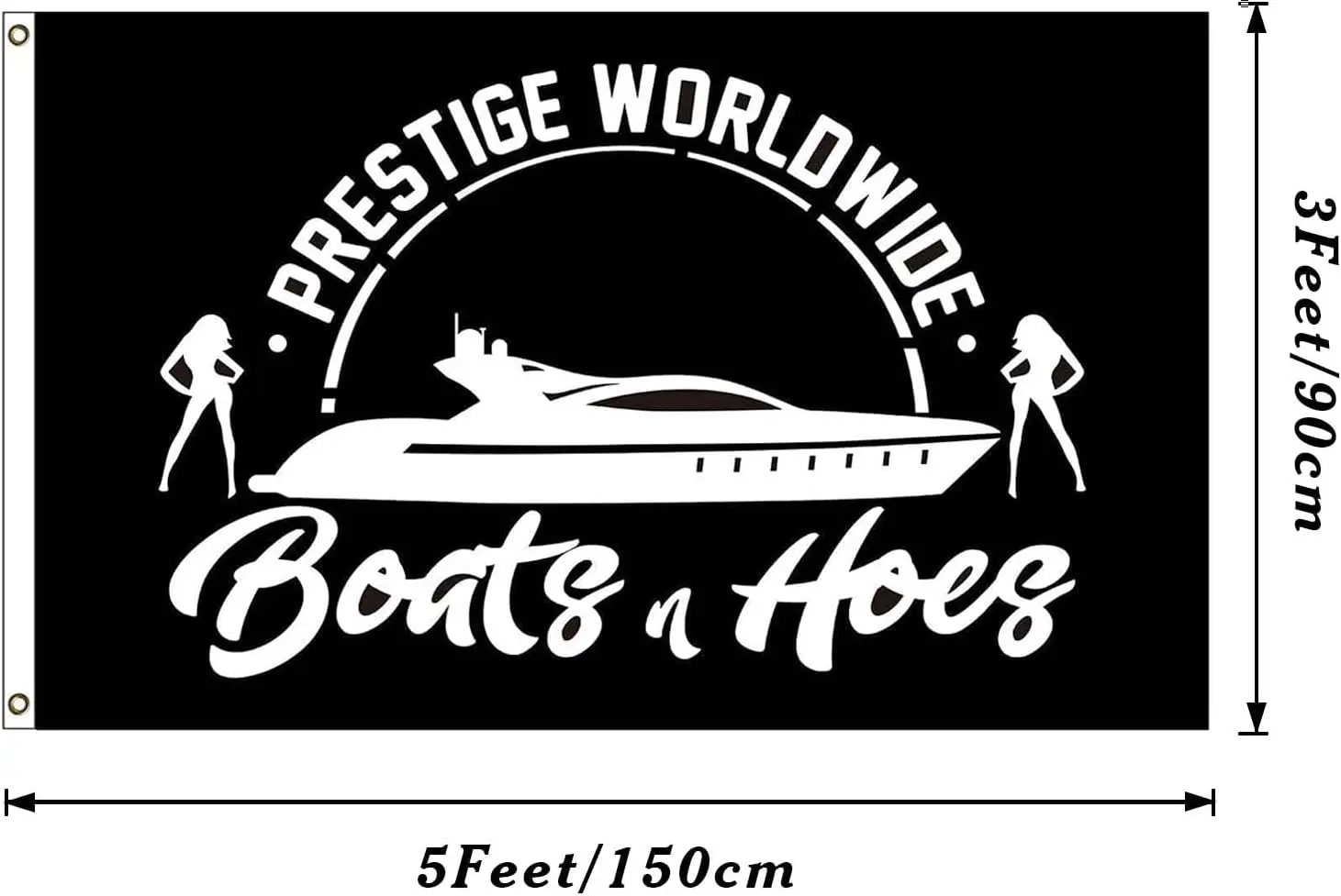 Funny Boats N Hoes Speedboat Banner Flag Sign Marine Decor Gift Novelty Man Cave Nautical Yard Sign Keepsake for Beach House
