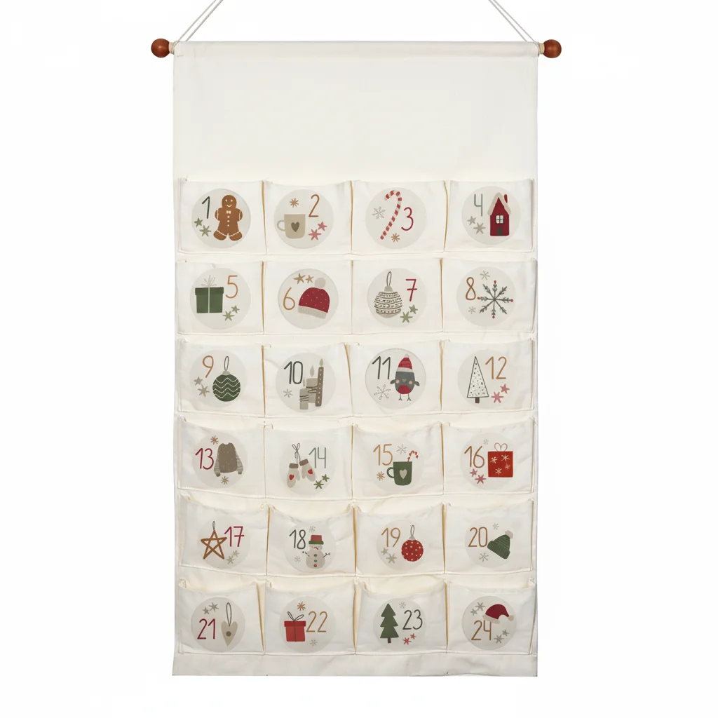 Personalized Christmas Advent Calendar with 24 Pockets High-Quality Canvas Wall-Mounted Storage Bag Holiday Decoration Custom