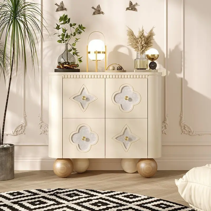 

Nordic solid wood entrance household decorative cabinet high cabinet art shell storage shoe cabinet light luxury European style