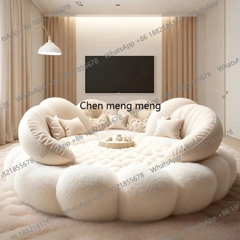 Round Aesthetics Soft Bed Frame European Full Master Bedroom Hotel Create Bed King Size Fashionable Modern Cama