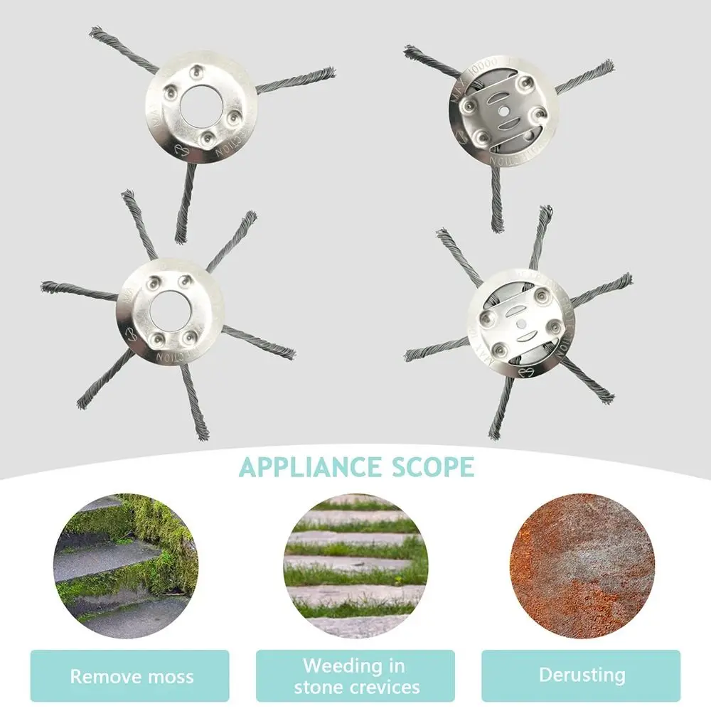 1Pcs New Steel Wire Wheel Lawn Mower Head Brush Disc Removal Moss Rust Weed Brush Head Universal 6 inch Grass Trimmer Head