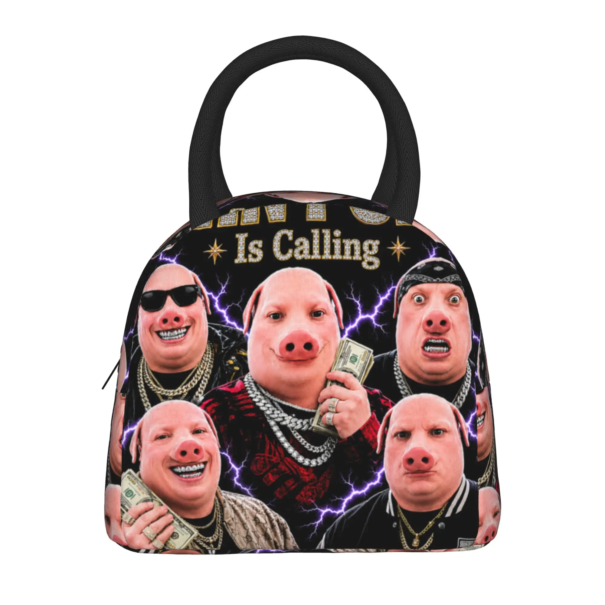 John Pork is Calling Bootleg Meme Brainrot Lunch Bag  Office Lunch Box For Child Print Lunch Bags Oxford Portable Cooler Bag