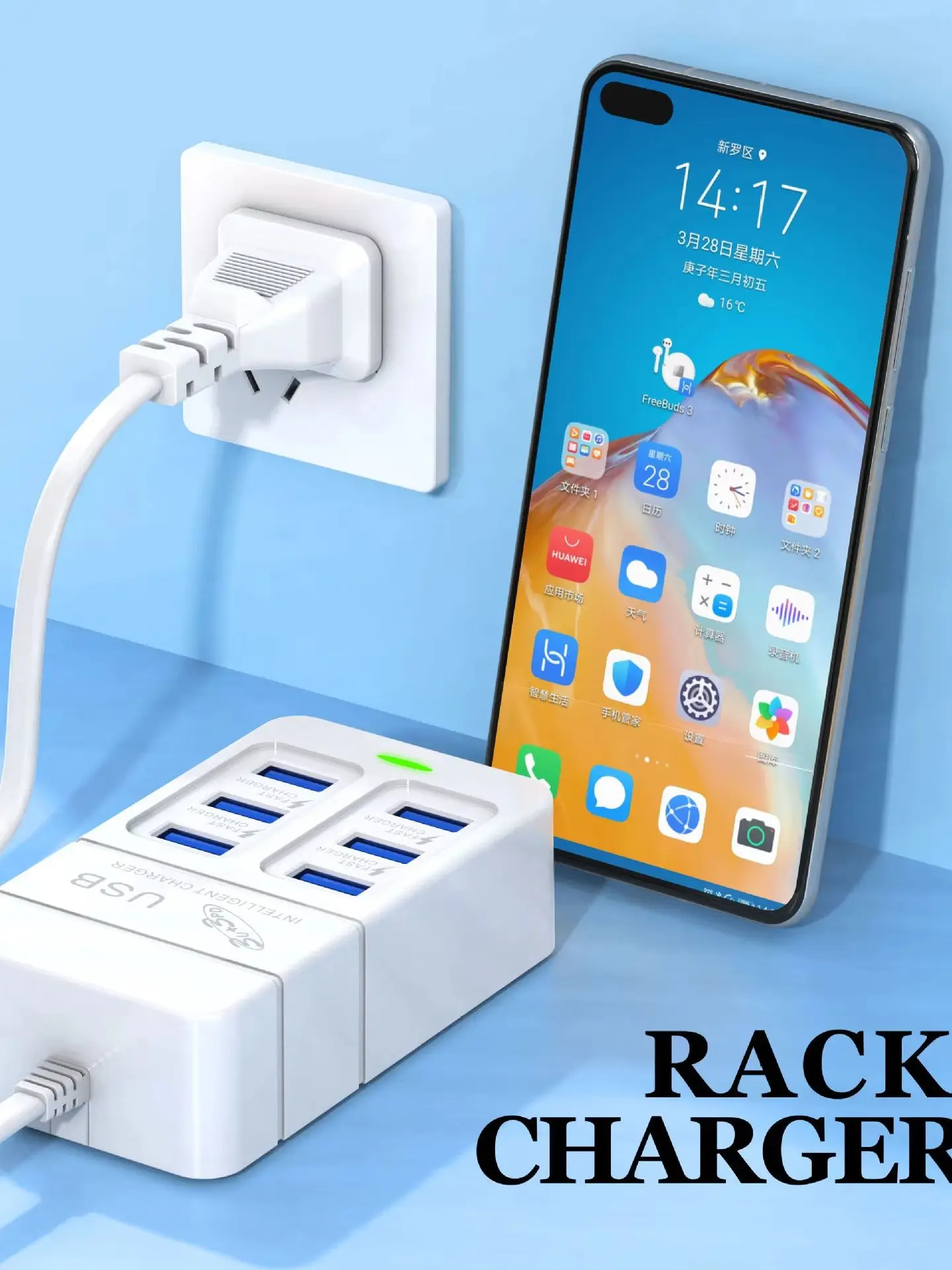 KEBIDUMEI 6-portowa stacja dokująca USB z 6 portami, 35W PD Type-C, szybka ładowarka do telefonów komórkowych, adapter Hub Type-C, wtyczka EU/US — zdjęcie produktu 7
