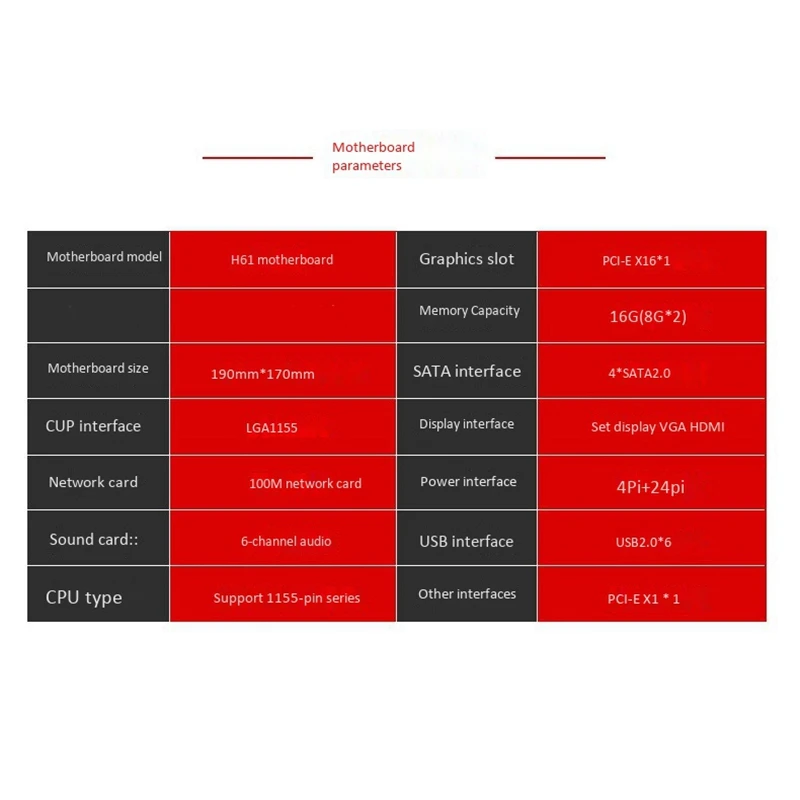 لوحة أم H61 للكمبيوتر الشخصي ، LGA ، تدعم سعة 2X8G DDR3 ، 4Xsata2.0