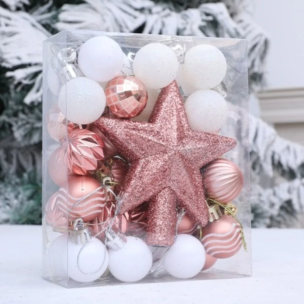 36pcs Plastic Christmas Ball Ornaments Glitter Shatterproof Christmas Tree Topper Special-shaped Electroplated Christmas Baubles