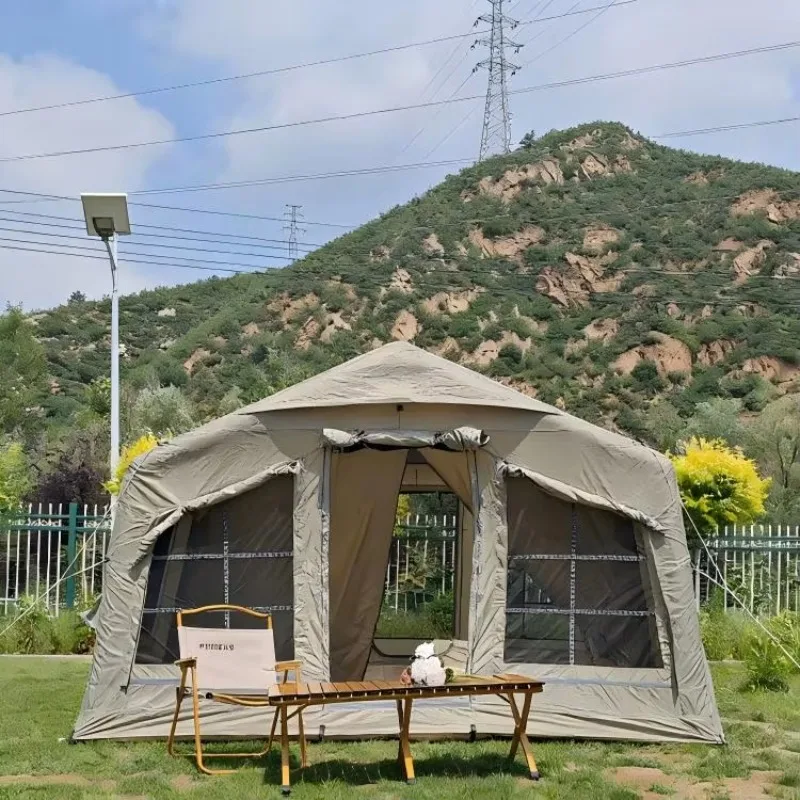 12 Square Meter Large Space Camping Lightweight Oxford Cloth Inflatable Tent Waterproof Easy Collect 5-6 Person UV Protection