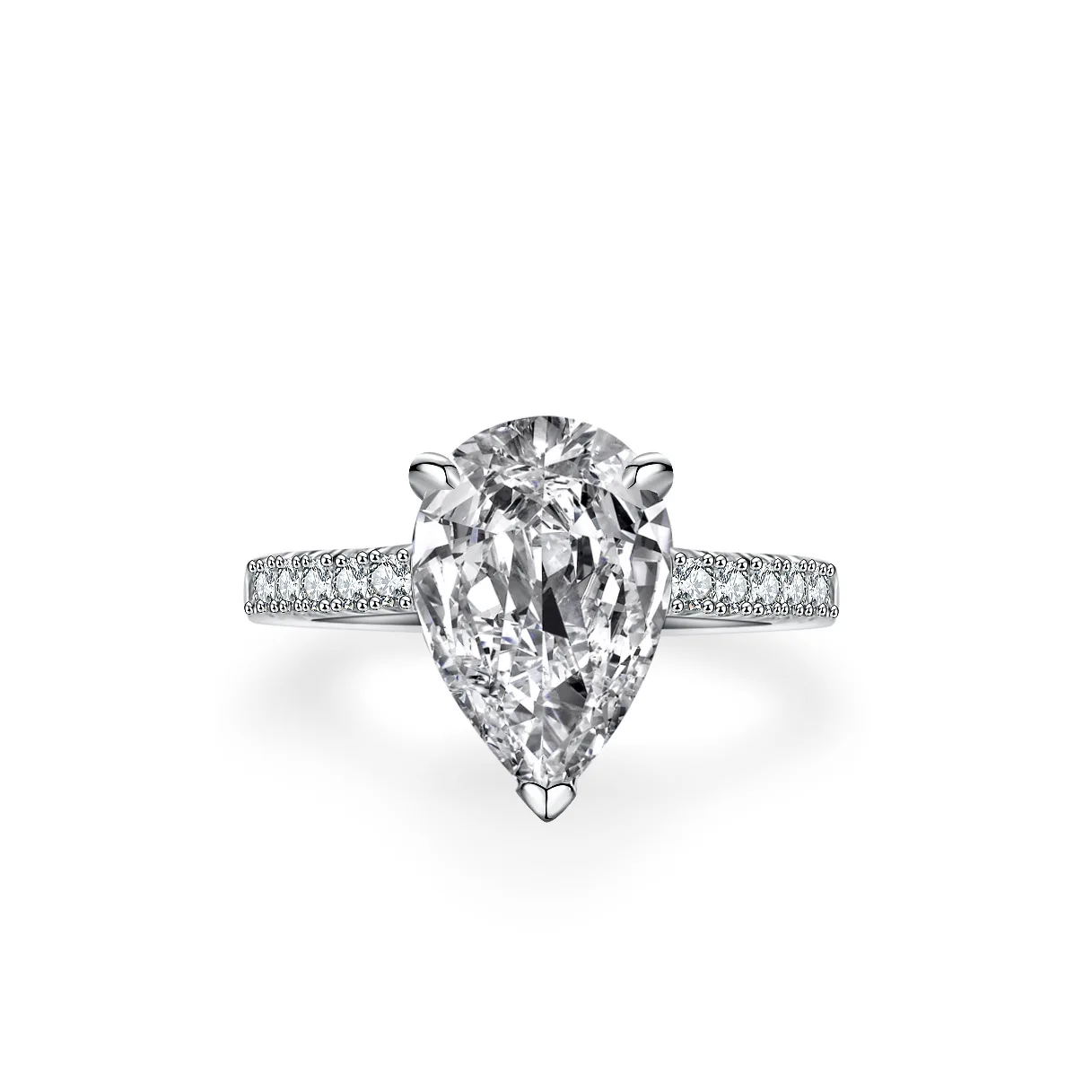 

18K Gold Inlaid Moissanite Ring, Women's Pear Shaped Champagne Yellow Drip Ring, 4-carat Fashionable Platinum PT950 Accessory