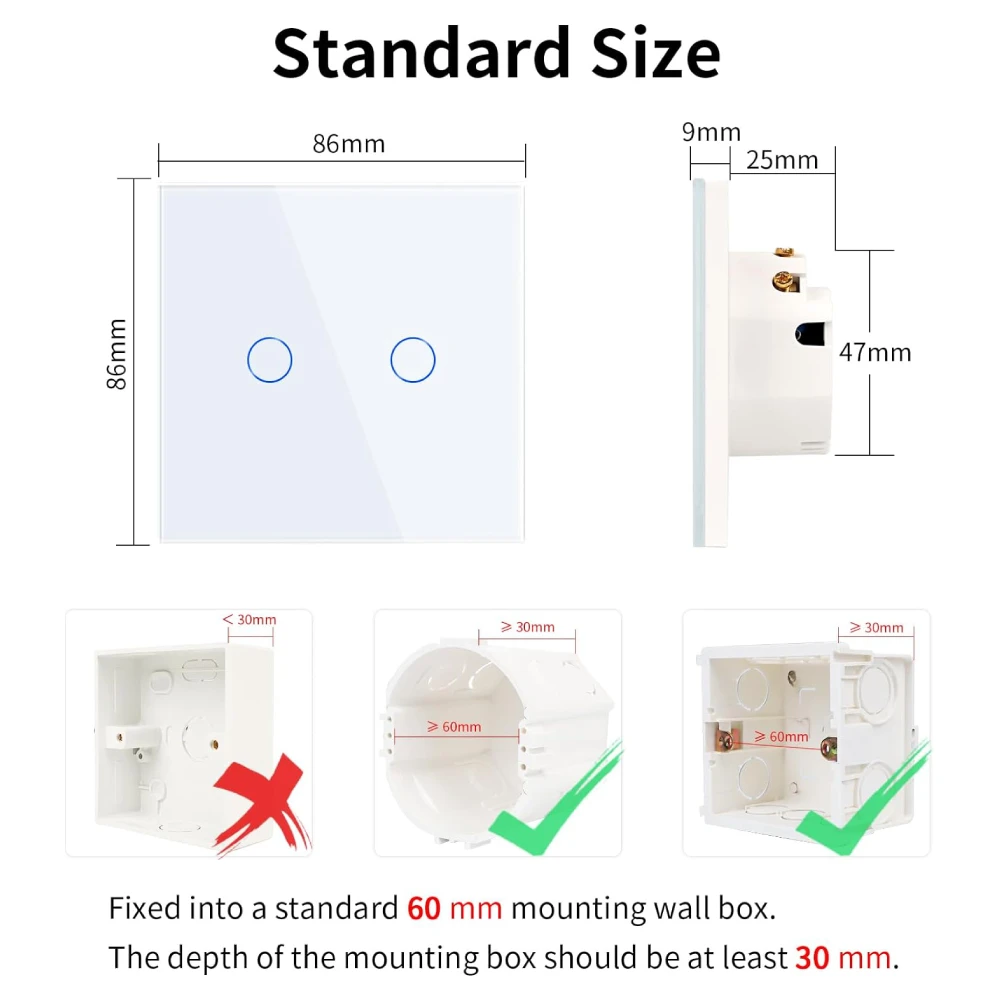 Matter Smart WiFi Switch EU 1/2/3/4 Gang Smart Home Touch Switch Neutral Wire/No Neutral Wire for Homekit SmartThing Alexa