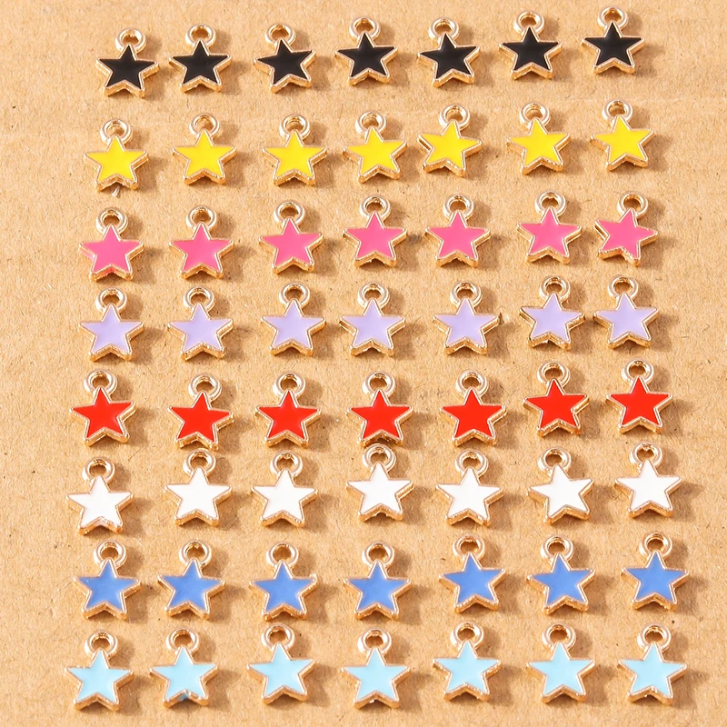 

30pcs 8x9mm Cute Mini Enamel Star Charms for Jewelry Making DIY Handmade Drop Earrings Pendants Necklaces Bracelets Crafts Gifts