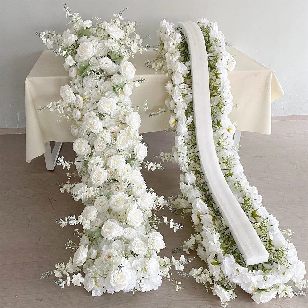 Home Decor Garland - Rangkaian Bunga Mawar Buatan Putih, Garland