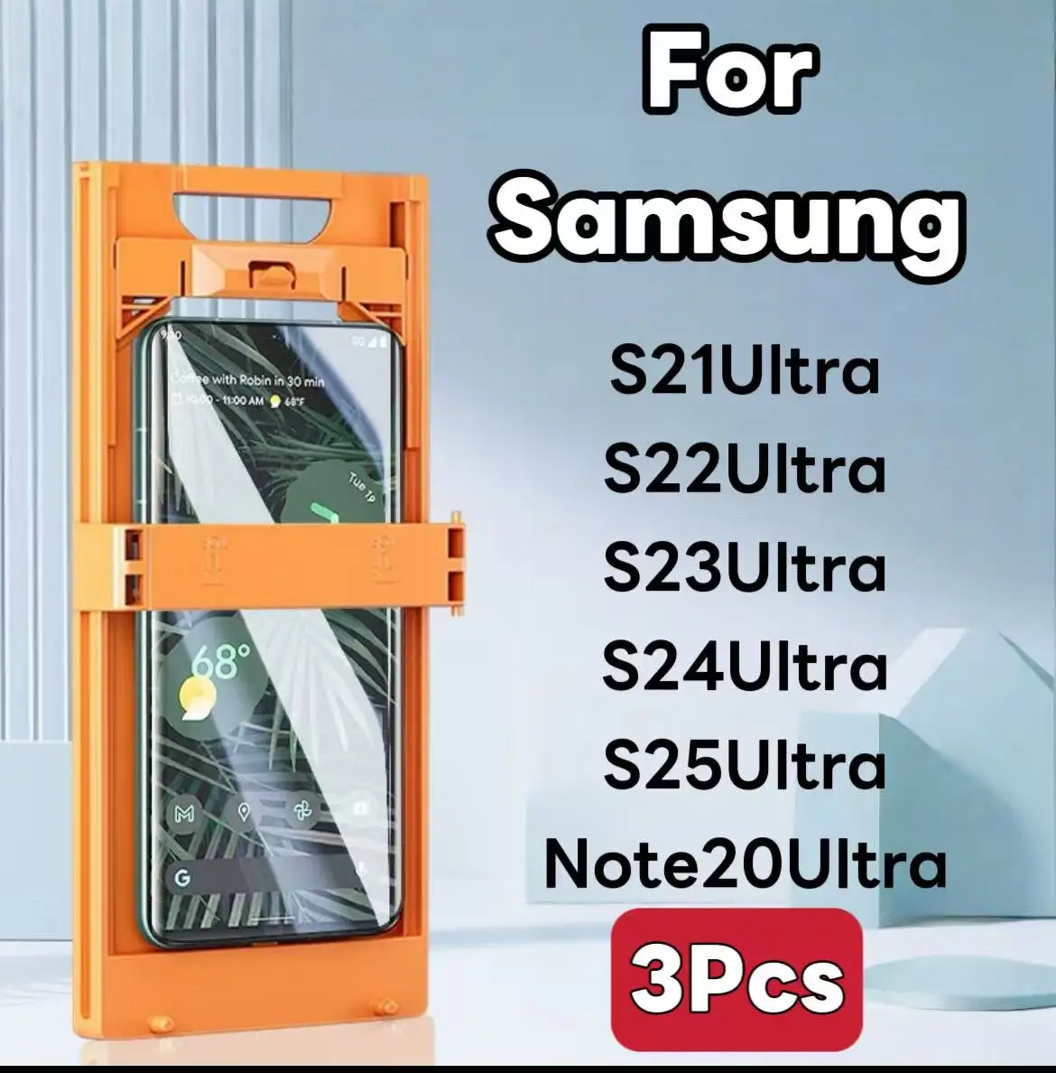 3 قطعة لسامسونج غالاكسي S25 S23 الترا S24 S22 S21 نوت 20 حامي الشاشة لا الغبار تحديد المواقع عدة غير الزجاج المقسى