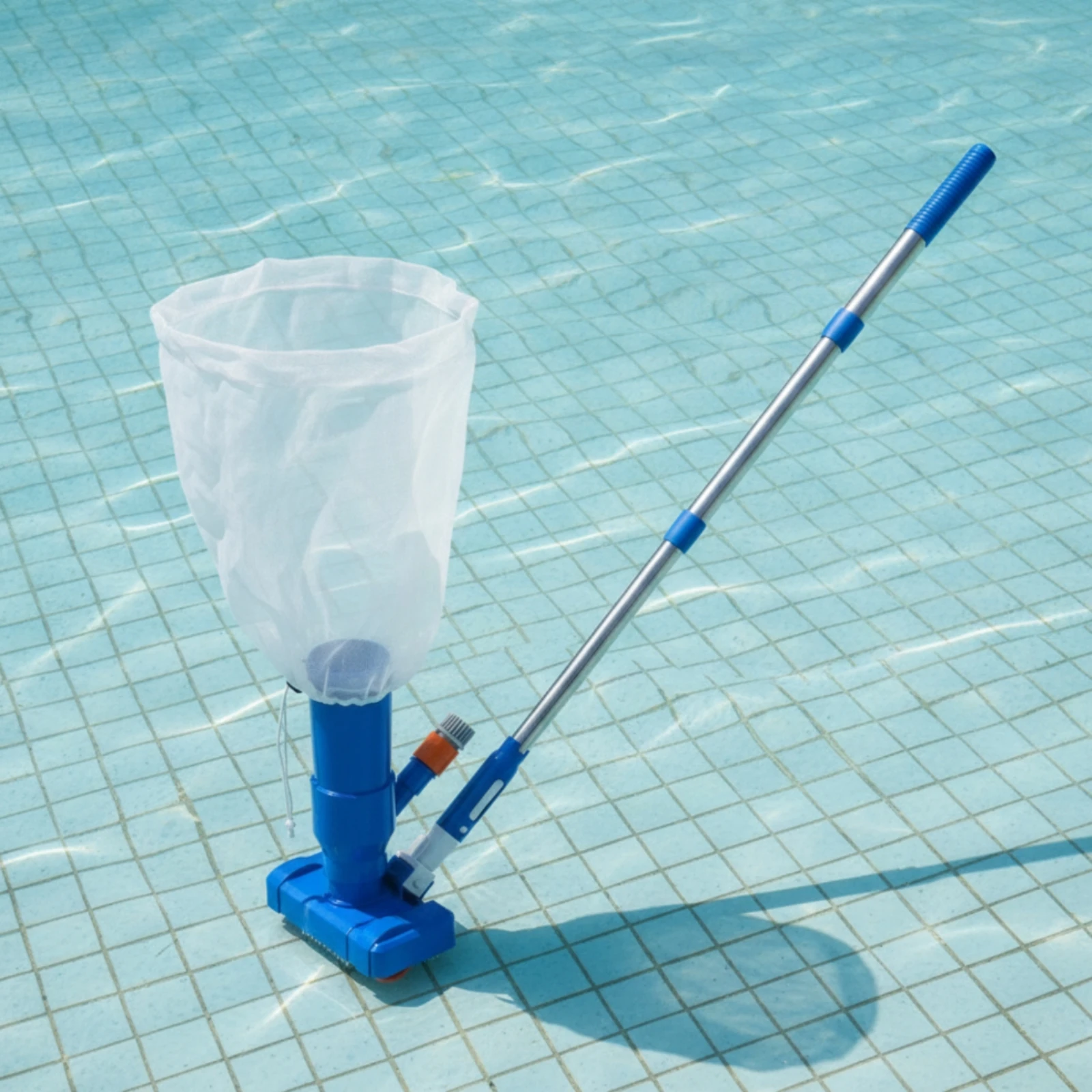 Pool Vacuum with Mesh Bag Sturdy Pool Vacuum with Pole Underwater Cleaner Portable Easy to Assemble for Swimming Pools, Spas