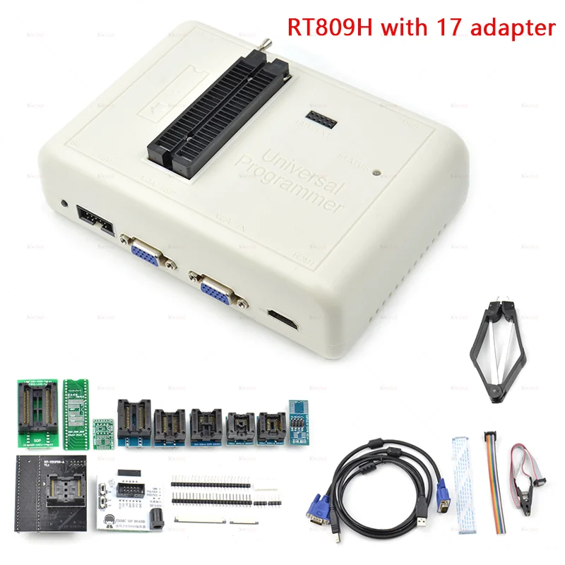 GENUINE RT809H EMMC-Nand FLASH Extremely Fast Universal Programmer +17 Adapters +Edid Cable WITH CABELS EMMC-Nand FAST Speed