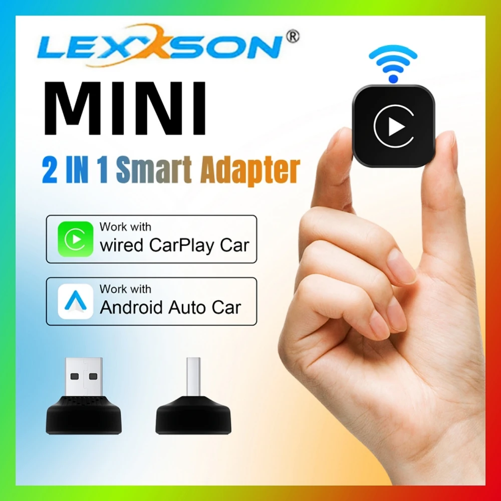 Dongle CarPlay wireless 2in1 Adattatore automatico Android wireless AI Smart Box Sistemi intelligenti per auto per auto con CarPlay cablato