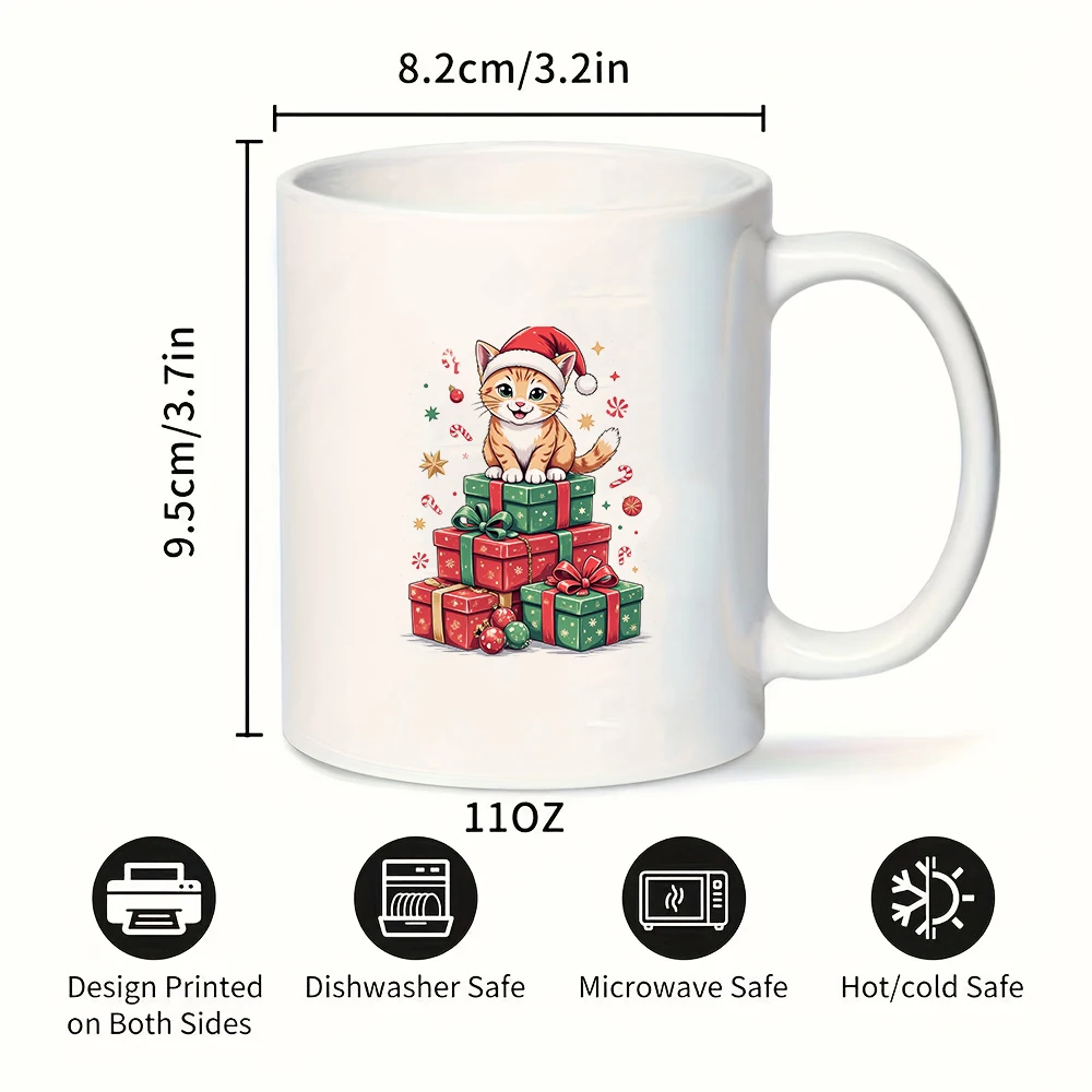 Очаровательная рождественская шляпа с котом, кружка, 11 унций, креативная детская чашка, домашний офис, рождественский подарок, набор подставок для вечеринки
