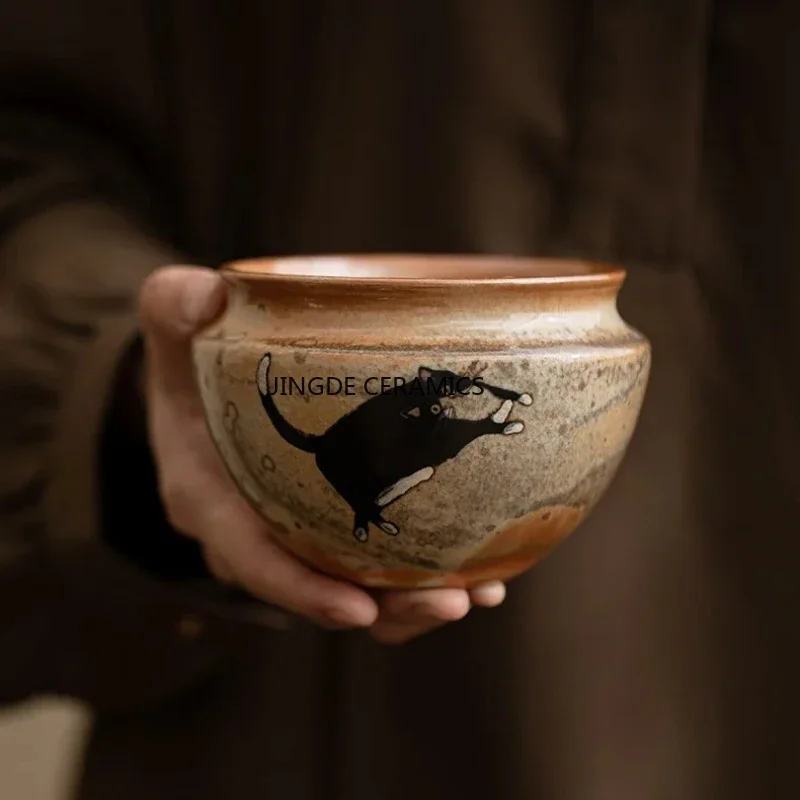 

1pc Hand Drawn Cat Tea Pot Chinese Style Tea Ceremony Accessories Household Teacup Washing Utensils Living Room Utensils