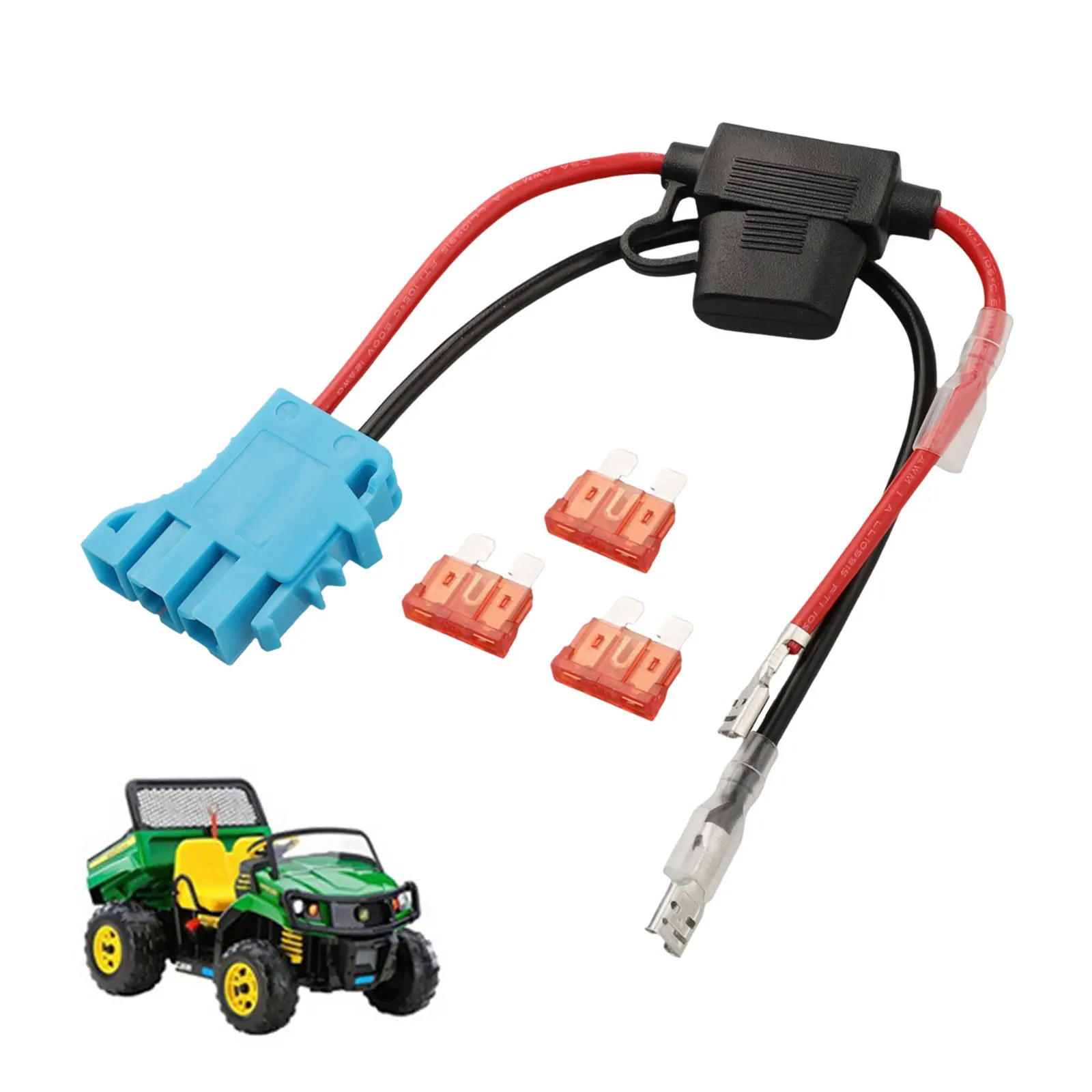 12V SLA Battery Connector 12AWG Wiring Harness Vehicle Maintenance Resistant To Shock Moisture Resistant Built-in Fuse Holder