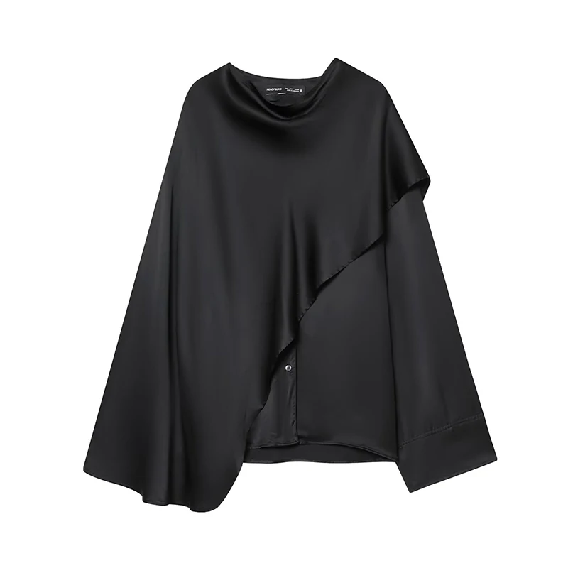 

Autumn New Cloak Style Blouse Woman 2025 Women's Irregular Loose Solid Color Swing Neck Long Sleeve Shirts And Blouses Top ﻿