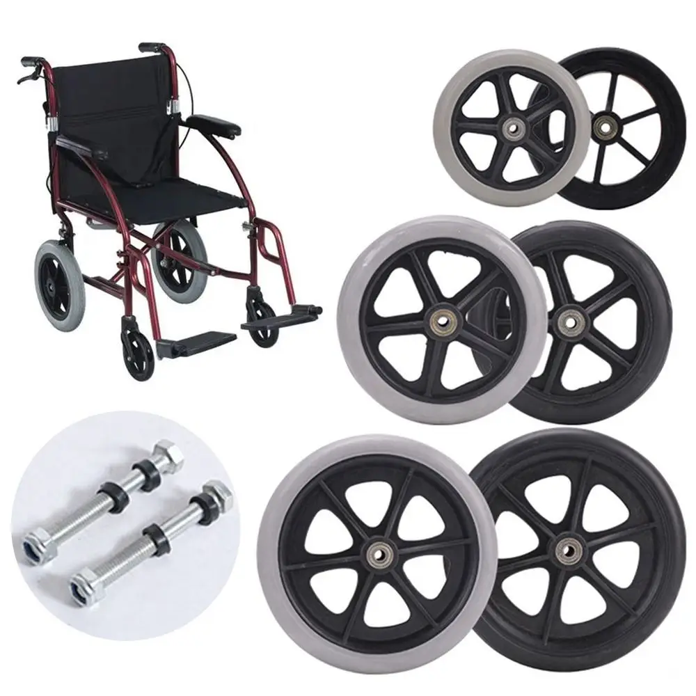 6/7/8 Inch Wheels Smooth Flexible Heavy Duty Wheelchair Front Castor Solid Tire Wheel Wheelchair Replacement 