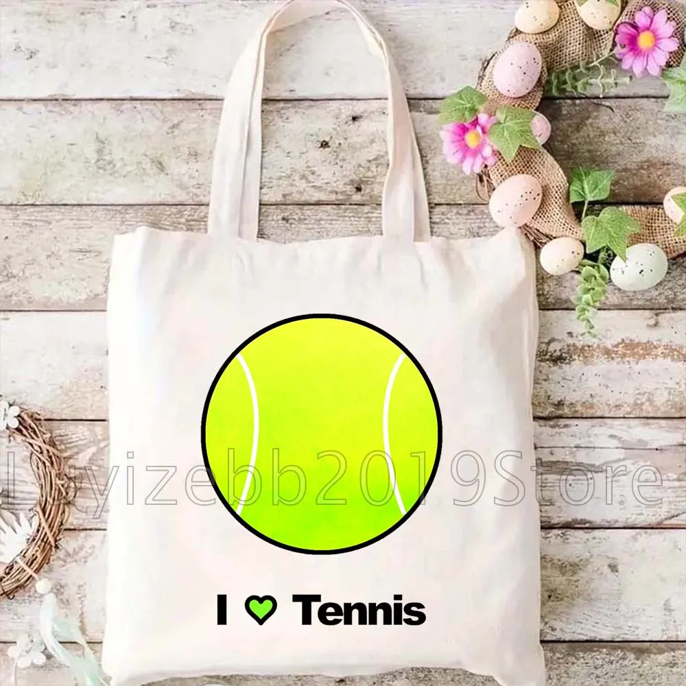 Funny Tennis Lover Player Tennis Ball Cute Gifts Women Canvas Shoulder Tote Bag Harajuku Handbag Shopper Reusable Shopping Bags